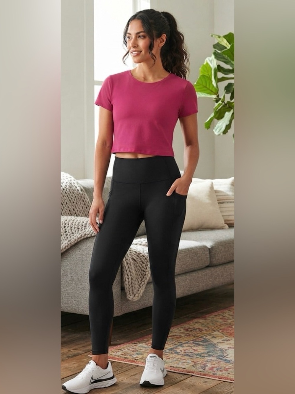 Crazy Yoga Women's Pink Crop Top